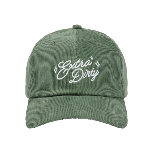 Green cap with 'Extra Dirty' text on a white background